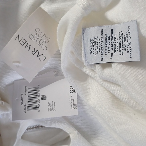 Catherine Malandrino Ivory Pearls Mock Neck Keyhole Front Knit Top - Picture 7 of 8